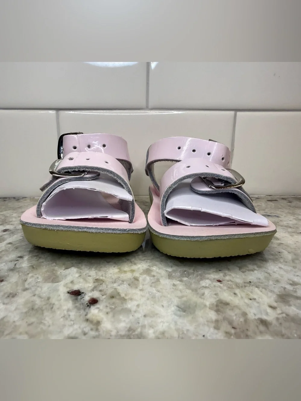 Salt Water Sandals Genuine Leather Light Pink Double Buckle Toddler Size 3 NIB